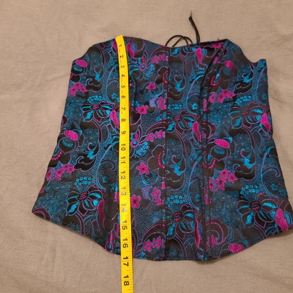Tesa Teal Blue and Fuschia Pink Floral Bustier - Picture 9 of 10